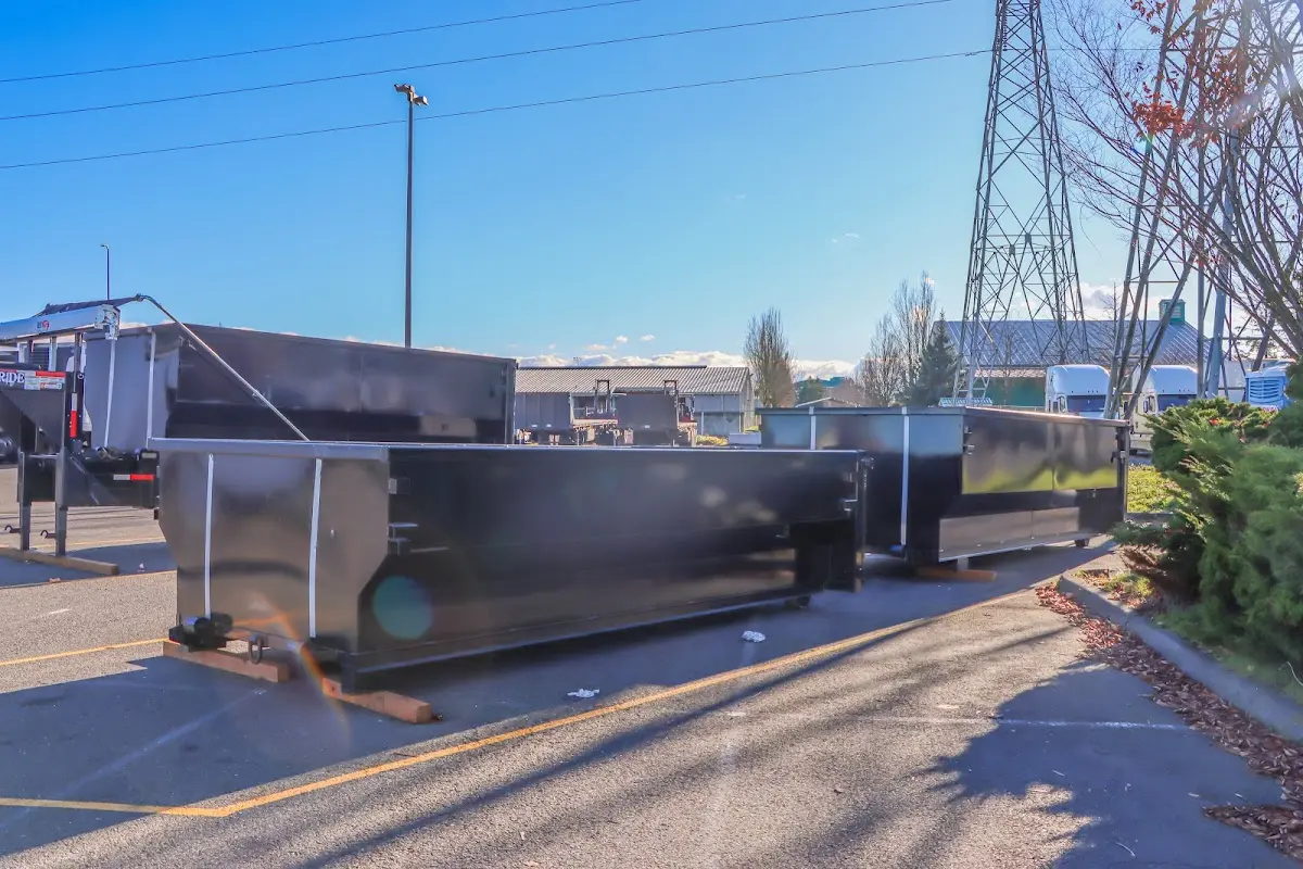 Roll-off dumpster ready for waste disposal at job site for Yard Waste Dumpster Rental in Norway